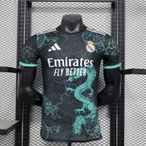 Men's Real Madrid 2025/26 Black Green Dragon Edition Jersey Player Version