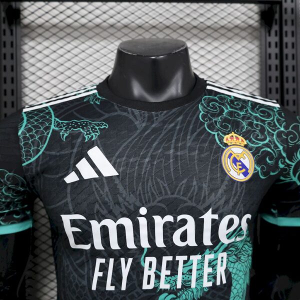 Men's Real Madrid 2025/26 Black Green Dragon Edition Jersey Player Version - Image 4