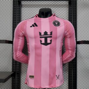 Men's Inter Miami 2025/26 Home Long Sleeves Jersey Player Version