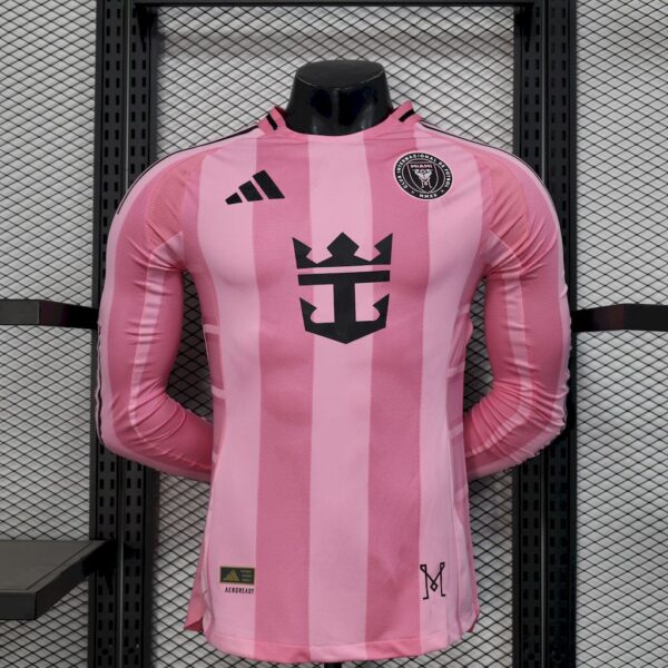 Men's Inter Miami 2025/26 Home Long Sleeves Jersey Player Version