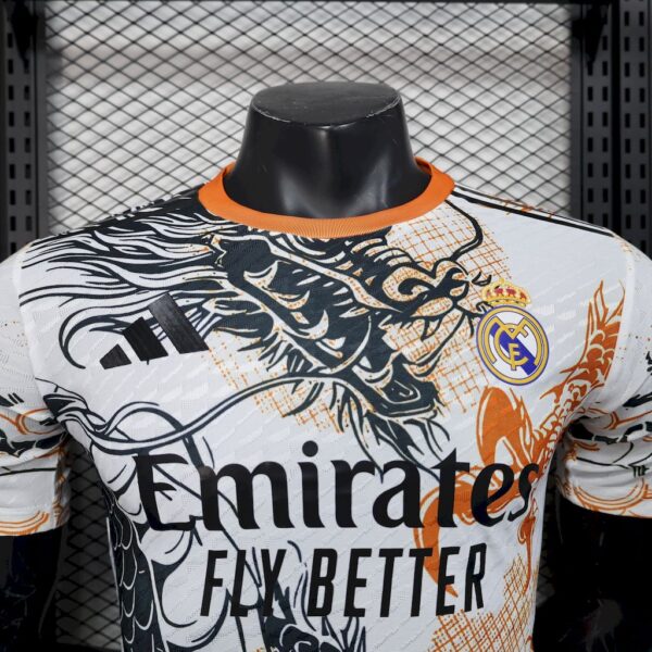 Men's Real Madrid 2025/26 Black and white dragon version Jersey Player Version - Image 6
