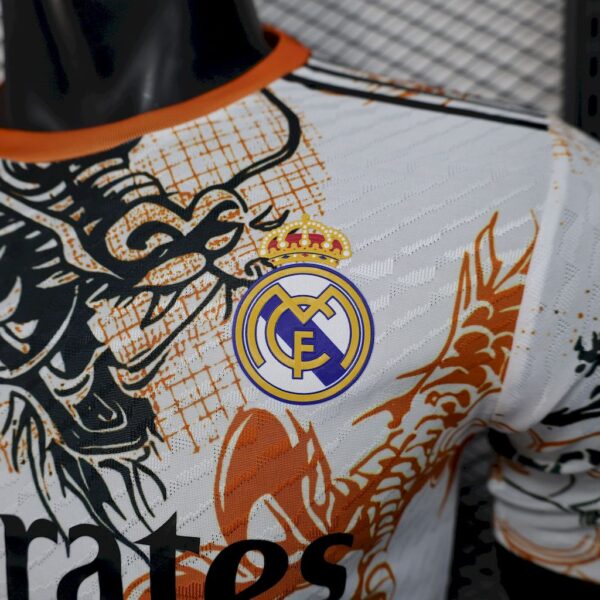 Men's Real Madrid 2025/26 Black and white dragon version Jersey Player Version - Image 5