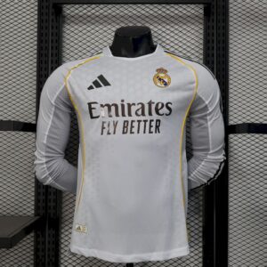 Men's Real Madrid 2025/26 Home Long Sleeves Jersey Player Version