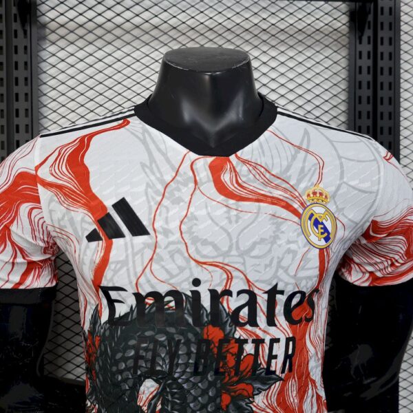 Men's Real Madrid 2025/26 White Black Dragon special edition Jersey Player Version - Image 5