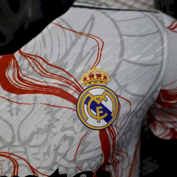 Men's Real Madrid 2025/26 White Black Dragon special edition Jersey Player Version - Image 4