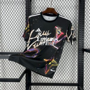 Men's Real Madrid 2025/26 Louis Vuitton Joint Edition Black colorful version Jersey