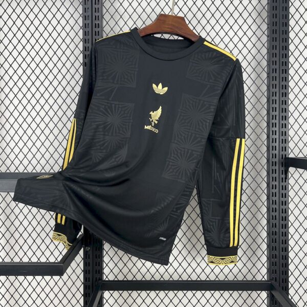 Men's Mexico 2025/26 Gold- Black Long Sleeves Jersey