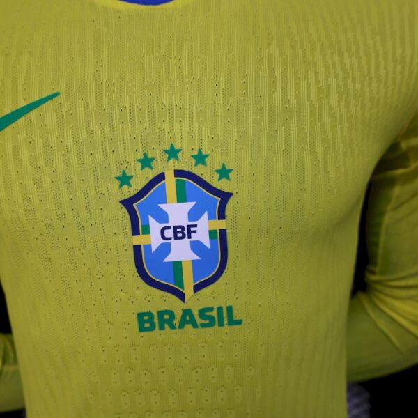 Men's Brazil 2025/26 Home Long Sleeves Jersey Player Version - Image 3