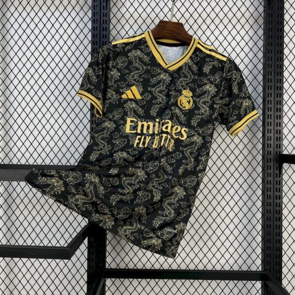 Men's Real Madrid 2025/26 Black Golden Dragon Edition Jersey
