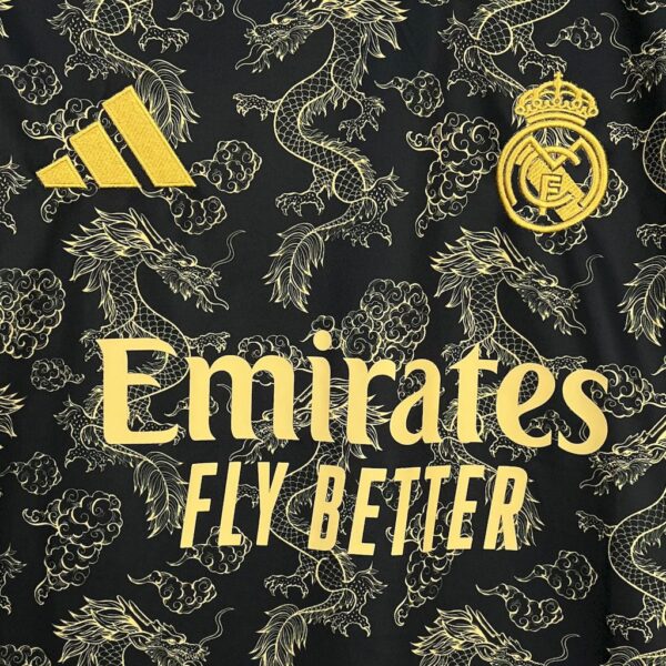 Men's Real Madrid 2025/26 Black Golden Dragon Edition Jersey - Image 4