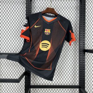 Men's Barcelona 2025/26 black orange special edition Jersey (With Champions League)