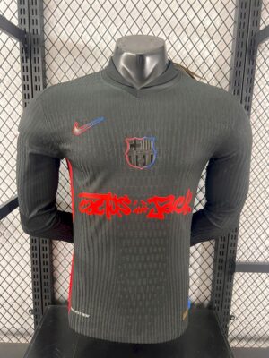Men's Barcelona 2024/25 Travis Scott Edition Away Long Sleeves Jersey Player Version