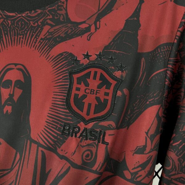 Men's Brazil 2025/26 Jordan Black and Red Special Edition Jersey - Image 5