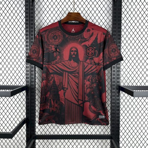 Men's Brazil 2025/26 Jordan Black and Red Special Edition Jersey - Image 3