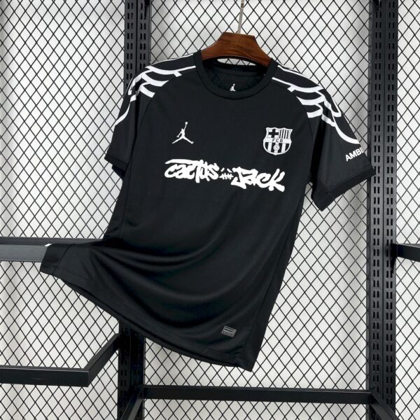 Men's Barcelona 2024/25 Travis Scott Edition Black Special Edition Jersey