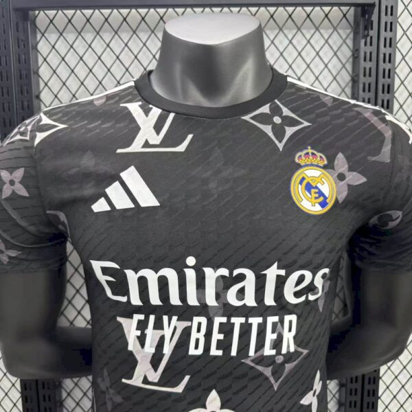 Men's Real Madrid 2025/26 Black Louis Vuitton Jersey Player Version - Image 9