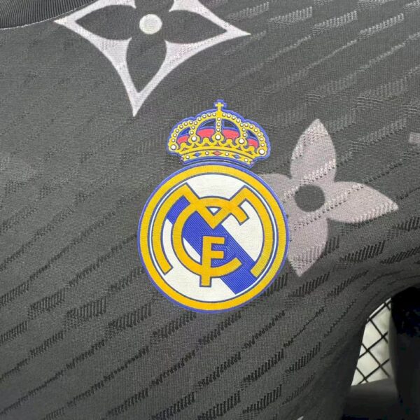 Men's Real Madrid 2025/26 Black Louis Vuitton Jersey Player Version - Image 7