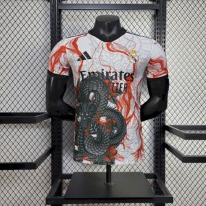 Men's Real Madrid 2025/26 White Black Dragon special edition Jersey Player Version