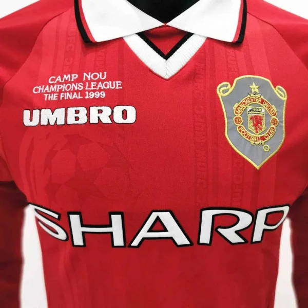 Retro Manchester United 1999/00 Home Long Sleeves Jersey - Image 4