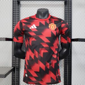 Mens Manchester United 2025/26 Pre-match training red and black Jersey Player Version