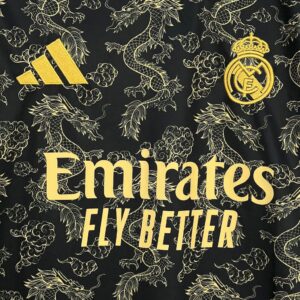 Mens Real Madrid 2025/26 Black Golden Dragon Edition Jersey - Image 4