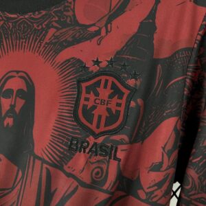 Mens Brazil 2025/26 Jordan Black and Red Special Edition Jersey - Image 5