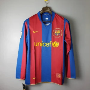 Retro Barcelona 2007/08 Home Long Sleeves Jersey