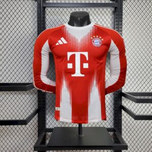 Mens Bayern Munich 2025/26 Home Long Sleeves Jersey Player Version